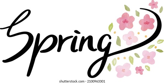 Spring calligraphy with simple flowers