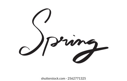 spring calligraphy text font hand written script black color symbol springtime season leaf nature flower blossom plant spring sunny fresh meadow grass tree march 2025 decoration symbol banner write 