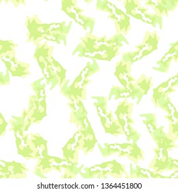 Spring camouflage of various shades of green, white and yellow colors. It is a colorful seamless pattern that can be used as a camo print for clothing and background and backdrop or computer wallpaper