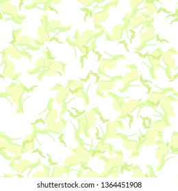 Spring camouflage of various shades of green, white and yellow colors. It is a colorful seamless pattern that can be used as a camo print for clothing and background and backdrop or computer wallpaper