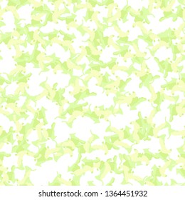 Spring camouflage of various shades of green, white and yellow colors. It is a colorful seamless pattern that can be used as a camo print for clothing and background and backdrop or computer wallpaper