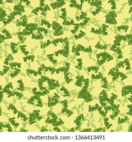 Spring camouflage of various shades of green and yellow colors. It is a colorful seamless pattern that can be used as a camo print for clothing and background and backdrop or computer wallpaper