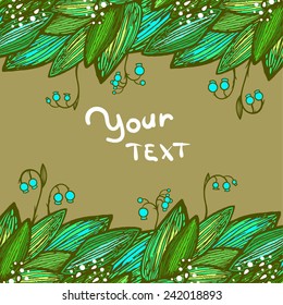 Spring card background with lily of valley flowers 