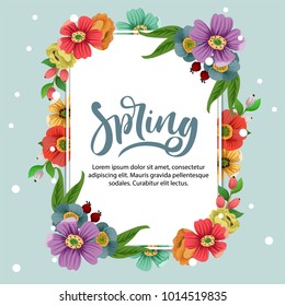 spring card with blossom flowers