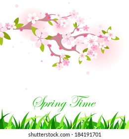 Spring card with cherry blossom