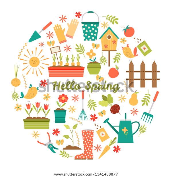 Spring Card Circle Shape Vector Illustration Stock Vector (Royalty Free ...
