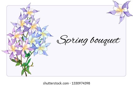 Spring card with delicate flowers. Vector illustration of pink and white flowers. 
Invitation.