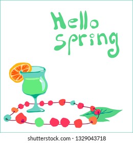Spring card with drink.