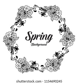 Spring card with floral frame design vector illustration