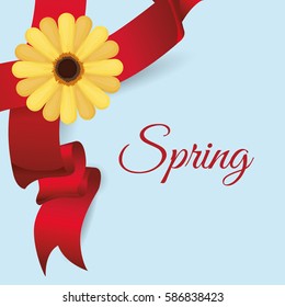 spring card  flower ribbon vector illustration eps 10