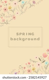 spring card with flowers on a yellow background