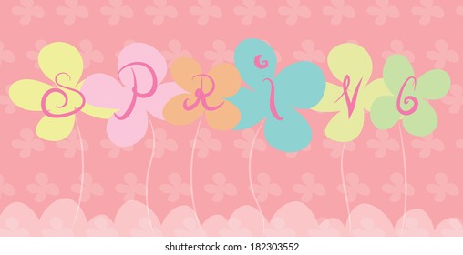 Spring card with flowers, vector illustration
