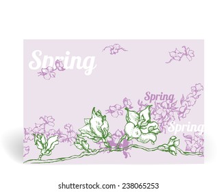 Spring card with gentle hand drawn flowers