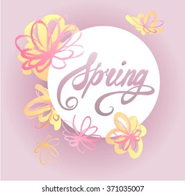 Spring card hand drawn. Vector illustration.