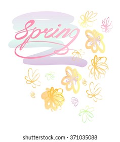 Spring card hand drawn. Vector illustration.