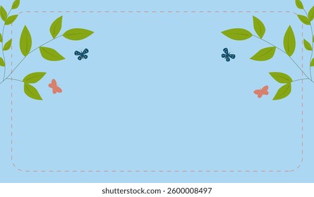Spring card with leaves and butterflies