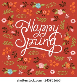 Spring card - Lettering Happy Spring