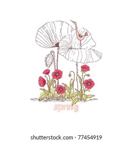 spring card with poppies