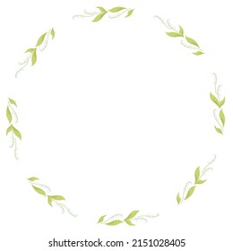 tarjeta de primavera Marco redondo con lirios de mayo del valle con hojas. Ilustración vectorial. Tarjeta de primavera, decoración, servilleta para el diseño, postales, decoración y decoración, impresión