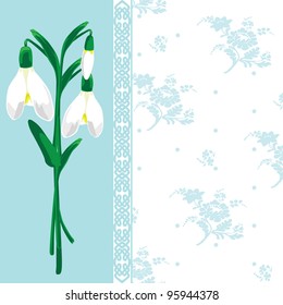 Spring card with snowdrops tender tones