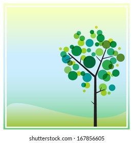 Spring card with stylized tree. Vector illustration