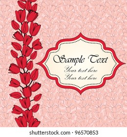 Spring card with tulips and vintage frame