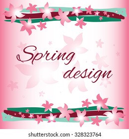 Spring card. Typography Graphics. Beautiful pink greeting card background with decorative elements. Printing Design for sportswear apparel, invitation, greeting, poster, tee, shirt, other uses. Vector