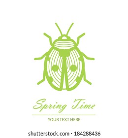 Spring card with an unusual beetle. It is possible to use for your project and a decor. Beautiful greeting card.