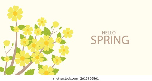 Spring cards collectio or posters set with wild flowers, Narcissus flower, Crocus flowers. Floral art banner templates for Mothers Day, Womens Day, birthday, Easter decor and spring holiday.