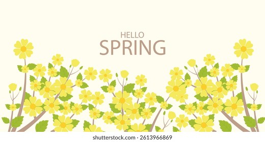 Spring cards collectio or posters set with wild flowers, Narcissus flower, Crocus flowers. Floral art banner templates for Mothers Day, Womens Day, birthday, Easter decor and spring holiday.