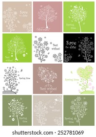Spring cards with decorative lacy tree