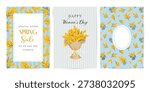 Spring Cards or flyers. Vector illustration of spring Mimosa flowers.