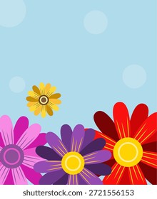 Spring of cards or posters for the spring holiday with a minimal pattern of flowers and leaves. Abstract floral background for Mother's Day, Women's Day March 8, birthday, Easter