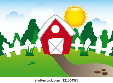 spring cartoon landscape background. vector illustration