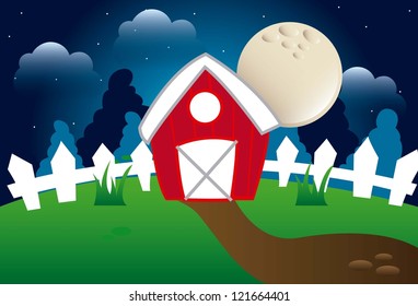 spring cartoon landscape background. vector illustration