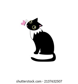 Spring cat with butterfly. Spring is here.
