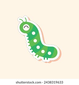 Spring Caterpillar Sticker Vector Illustration