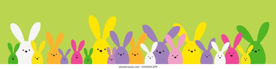Spring celebration Easter banner. Easter bunny family. Design element.