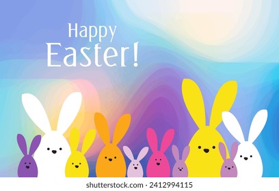 Spring celebration Easter card. Easter bunny family