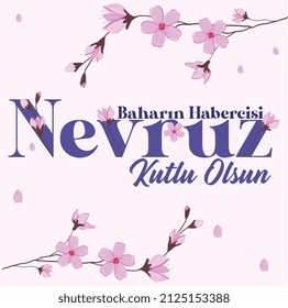 Spring celebration vector design. Baharin habercisi nevruz kutlu olsun. Translate Happy Nowruz, the messenger of spring.