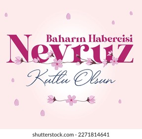 Spring celebration vector design "Baharin ve kardesligin simgesi nevruz bayrami kutlu olsun" translate: Happy Nowruz, the symbol of spring and brotherhood. 