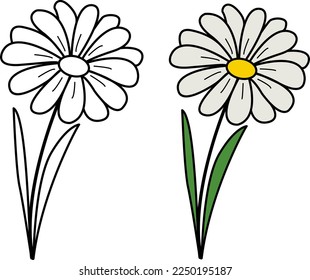 Flor de camomila primavera para el libro de colorear. Ilustración del vector de flores de Chamomile
