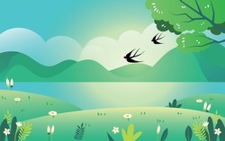 Spring Character Spring Outing Illustration Spring Festival Landscape Green Event Poster