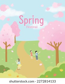 Spring cherry blossom festival illustration