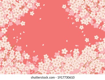 Spring cherry blossom frame background 