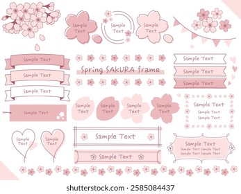 Spring Cherry Blossom Headline Cherry Blossom Illustration Design Frame Set