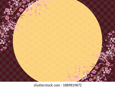 Spring cherry blossom petals on pink background
