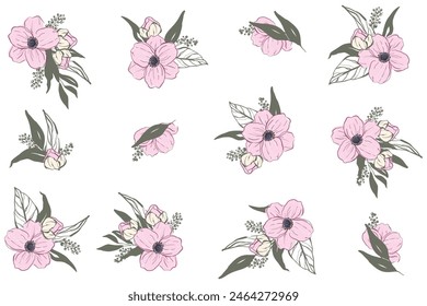 Flor de cerezo de primavera Sakura flor patrón floral. Plantilla de flores de cerezo Sakura. Ilustración de flores de cerezo rosa. Marco de flor de cerezo de primavera.