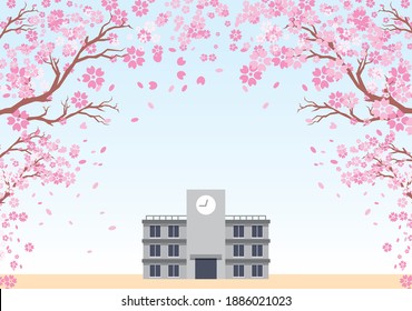 Spring Cherry Blossom Season School Admission New Semester
