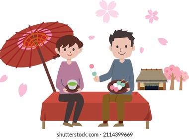 Salón de té con flores de cerezo de primavera